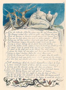 Amerika. Een Profetie, Plaat 18, Over de Heuvels... door William Blake